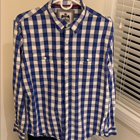 EXPRESS blue and white checkered Oxford - Picture 1 of 6